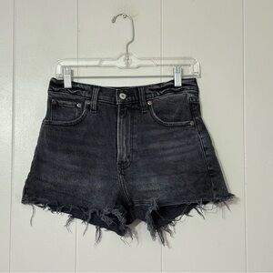 Abercrombie & Fitch 90s Relaxed Cutoff Shorts 27 High Rise Black Denim Frayed